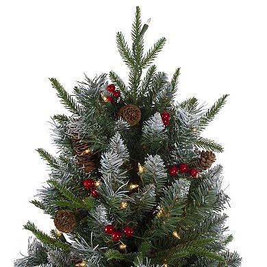Northlight 7-ft. Pre-Lit Clear Lights Frosted Mixed Berry Pine Artificial Christmas Tree