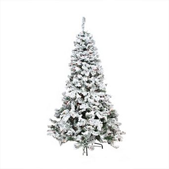 Northlight 7.5-ft. Pre-Lit Multi Lights Heavily Flocked Pine Medium Artificial Christmas Tree