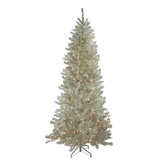 Northlight 9-ft. Pre-Lit Clear Lights Metallic Sheer Champagne Artificial Tinsel Christmas Tree
