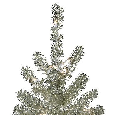 Northlight 9-ft. Pre-Lit Clear Lights Metallic Sheer Champagne Artificial Tinsel Christmas Tree