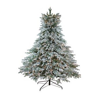 Northlight 7.5-ft. Pre-Lit Clear Lights Full Flocked Jasper Balsam Fir Artificial Christmas Tree