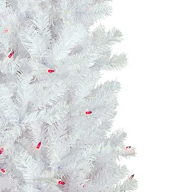 Northlight 6.5' Pre-Lit Woodbury White Pine Pencil Artificial Christmas Tree - Pink Lights