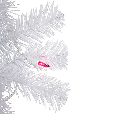 Northlight 6.5' Pre-Lit Woodbury White Pine Pencil Artificial Christmas Tree - Pink Lights