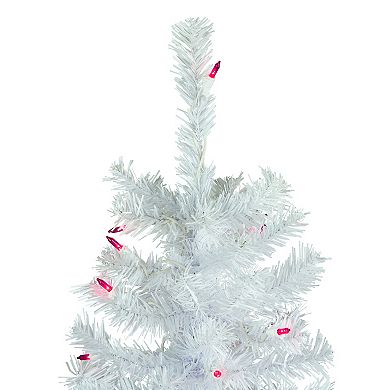 Northlight 6.5' Pre-Lit Woodbury White Pine Pencil Artificial Christmas Tree - Pink Lights