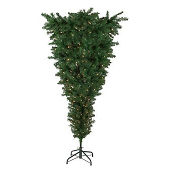 Northlight 7.5' Pre-Lit Green Upside Down Spruce Artificial Christmas Tree - Clear Lights
