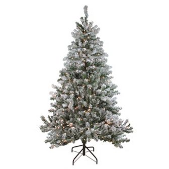 Northlight 7' Pre-Lit Clear Light Flocked Balsam Pine Artificial Christmas Tree