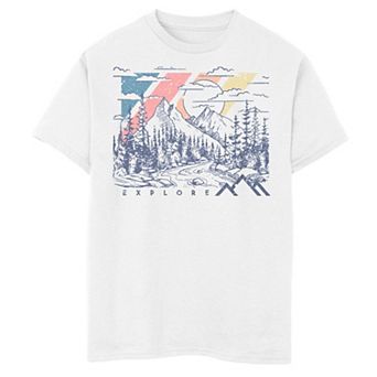 Boys 6-20 Explore Forest Mountains Sun River Graphic Tee
