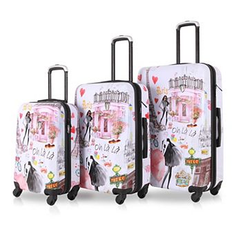 TUCCI Italy Paris Love Art 3 pc Hardside Spinner Luggage Set