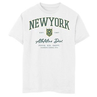 Boys 8-20 New York Est. 1987 Athletics Division Phys. Ed. Dept. Hudson Yards NYC Graphic Tee