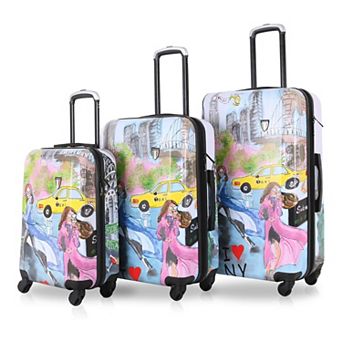 TUCCI Italy New York Love 3 pc Hardside Spinner Luggage Set