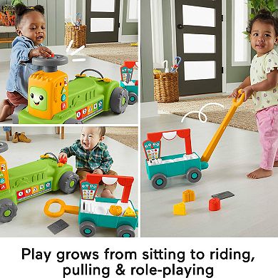 Fisher-Price Laugh & Learn 4-in-1 Farm to Market Tractor Ride-On Learning Toy for Baby & Toddlers