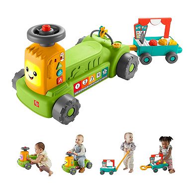 Fisher-Price Laugh & Learn 4-in-1 Farm to Market Tractor Ride-On Learning Toy for Baby & Toddlers