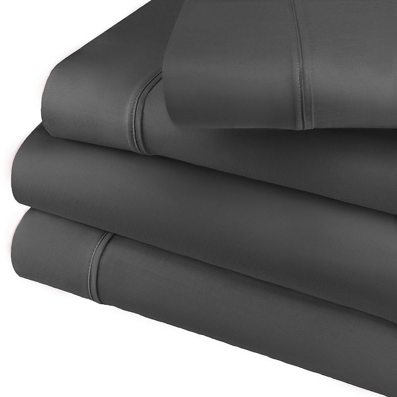 SUPERIOR 800 Thread Count Cotton Blend Deep-Pocket Sheet Set, Grey, CKING S