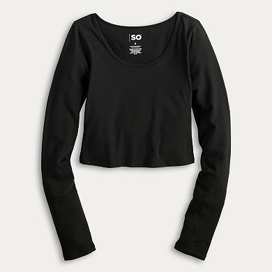 Juniors' SO® Long Sleeve Cropped Tee
