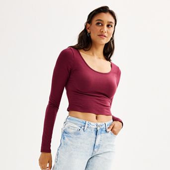 Juniors' SO® Long Sleeve Cropped Tee
