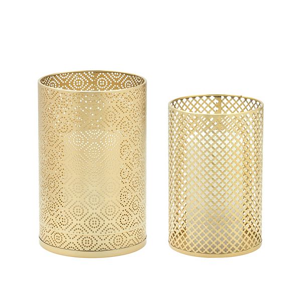 Melrose Geometric Punched Candle Holder Table Decor 2-piece Set