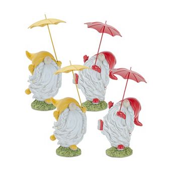 Melrose Whimsical Dancing Garden Gnome Figurine Table Decor 4 pc Set