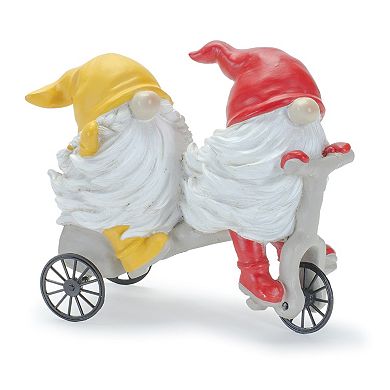Melrose Scooter Wheelbarrow Garden Gnome Figurine Table Decor 4-piece Set