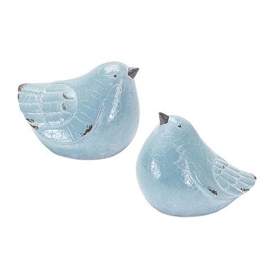 Melrose Distressed Blue Bird Figurine Table Decor 4-piece Set