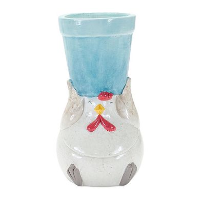 Melrose Whimsical Chicken Flower Pot Table Decor 4-piece Set