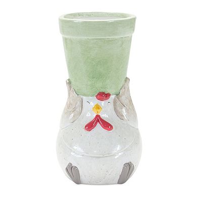 Melrose Whimsical Chicken Flower Pot Table Decor 4-piece Set