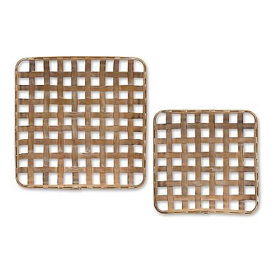 Melrose Square Woven Basket Decorative Tray Table Decor 2-piece Set