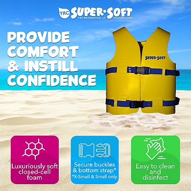 Trc Recreation Super Soft Child Life Jacket Swim Safety Vest, Medium, Yellow