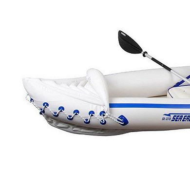 Sea Eagle 370 Pro 3 Person Inflatable Water Sport Kayak Canoe Boat with Paddles