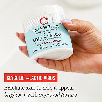 Facial Radiance Pads with Glycolic + Lactic Acids Exfoliating Pads with AHA