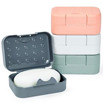 4 pk Soap Holder Travel Cases, Plastic Portable Soap Saver Set (4 Colors)