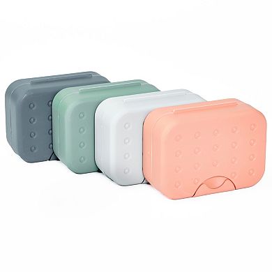 4-pk Soap Holder Travel Cases, Plastic Portable Soap Saver Set (4 Colors)