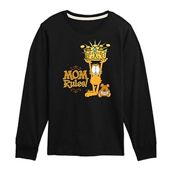 Boys 8-20 Garfield Mom Rules Long Sleeve