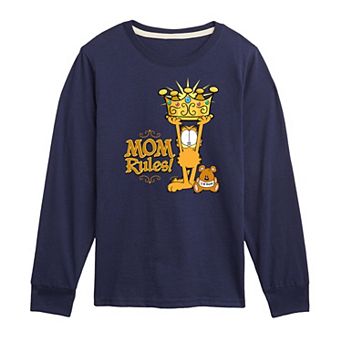 Boys 8-20 Garfield Mom Rules Long Sleeve
