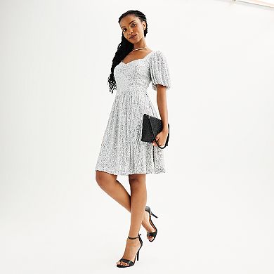 Juniors' SO® Sequin Puff Sleeve Dress