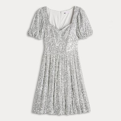 Juniors' SO® Sequin Puff Sleeve Dress