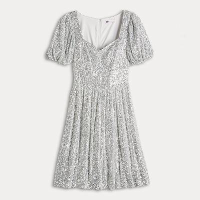 Juniors' SO Sequin Puff Sleeve Dress