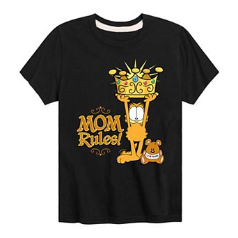 Boys 8-20 Garfield Mom Rules Graphic Tee