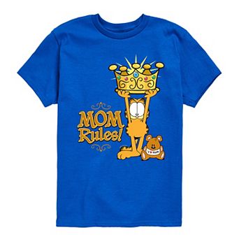 Boys 8-20 Garfield Mom Rules Graphic Tee