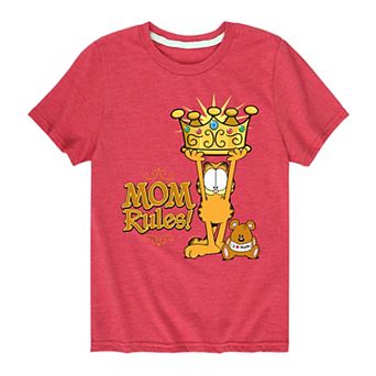 Boys 8-20 Garfield Mom Rules Graphic Tee