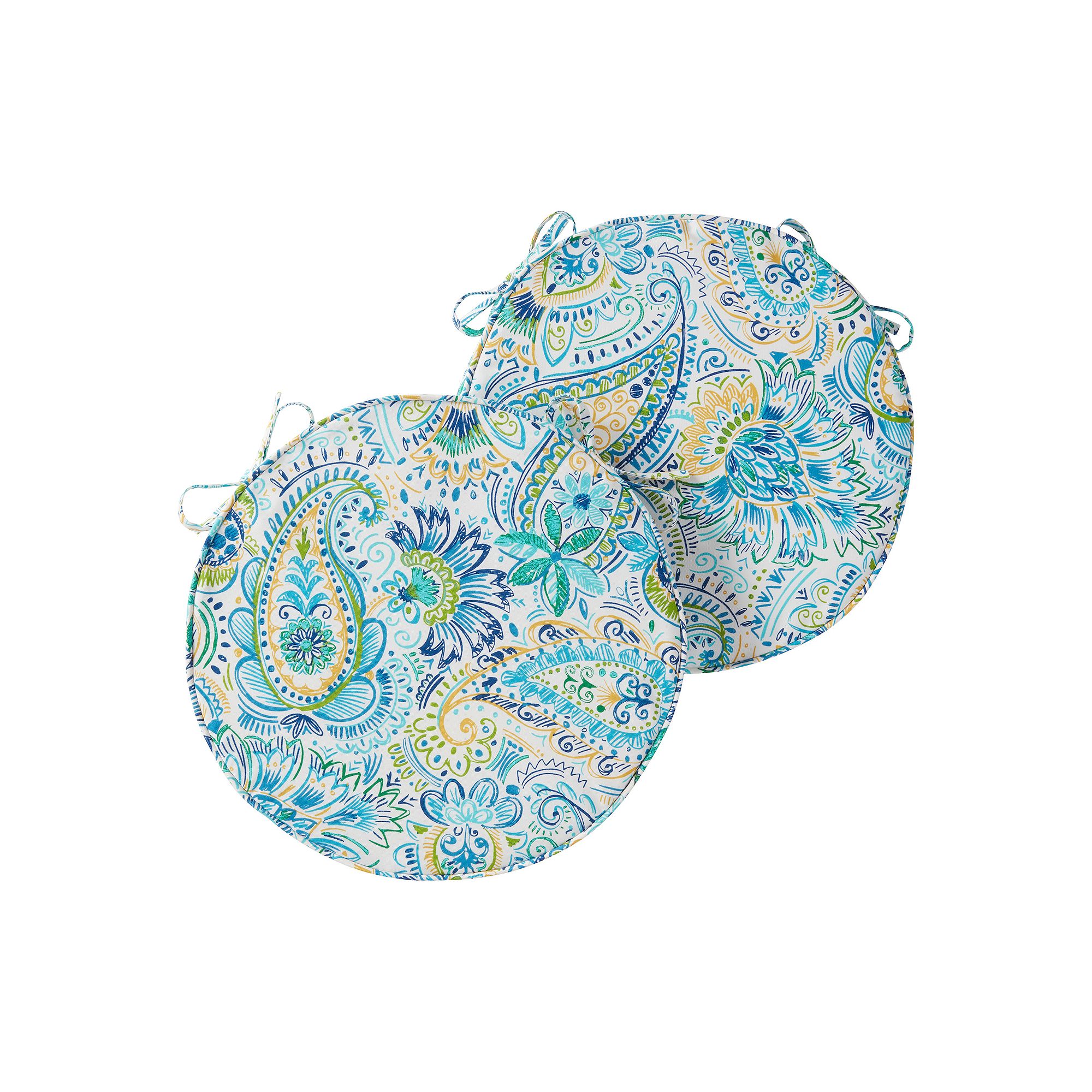 Greendale Home Fashions Outdoor Round Chair Pad 2-Pack, Baltic