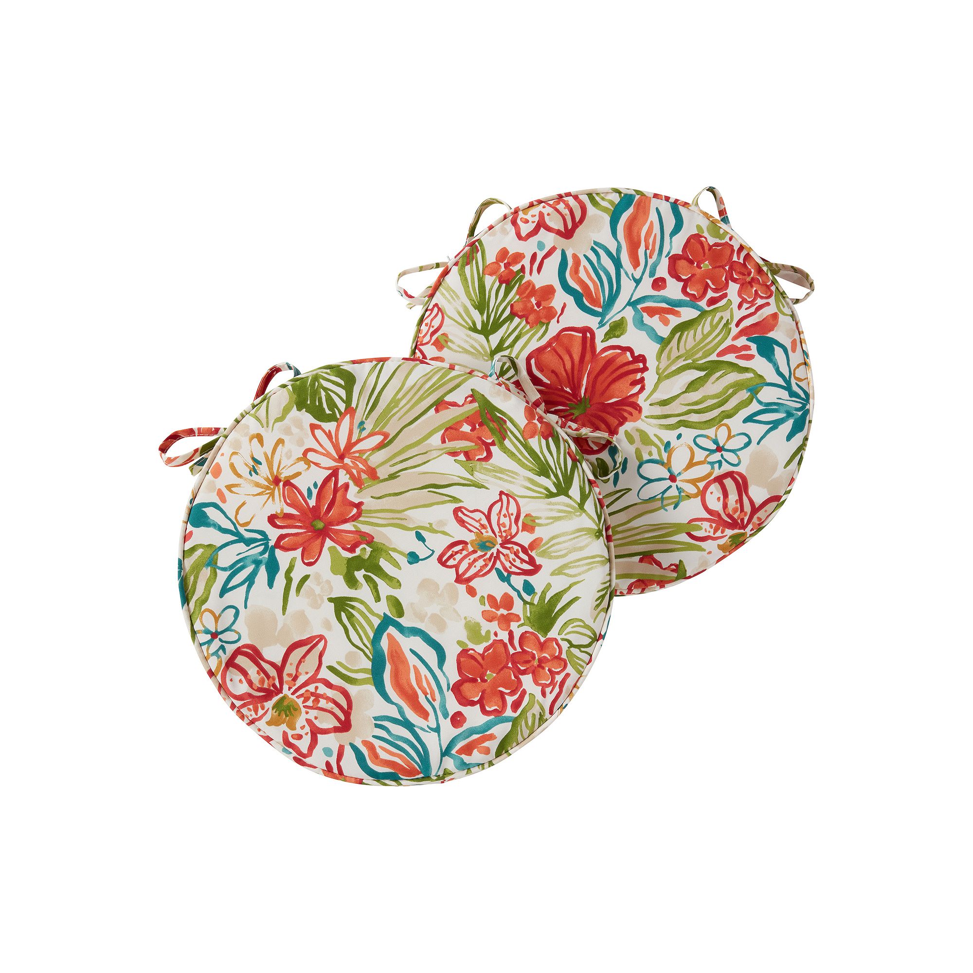 Greendale Home Fashions Outdoor Round Chair Pad 2-Pack, Breeze Floral