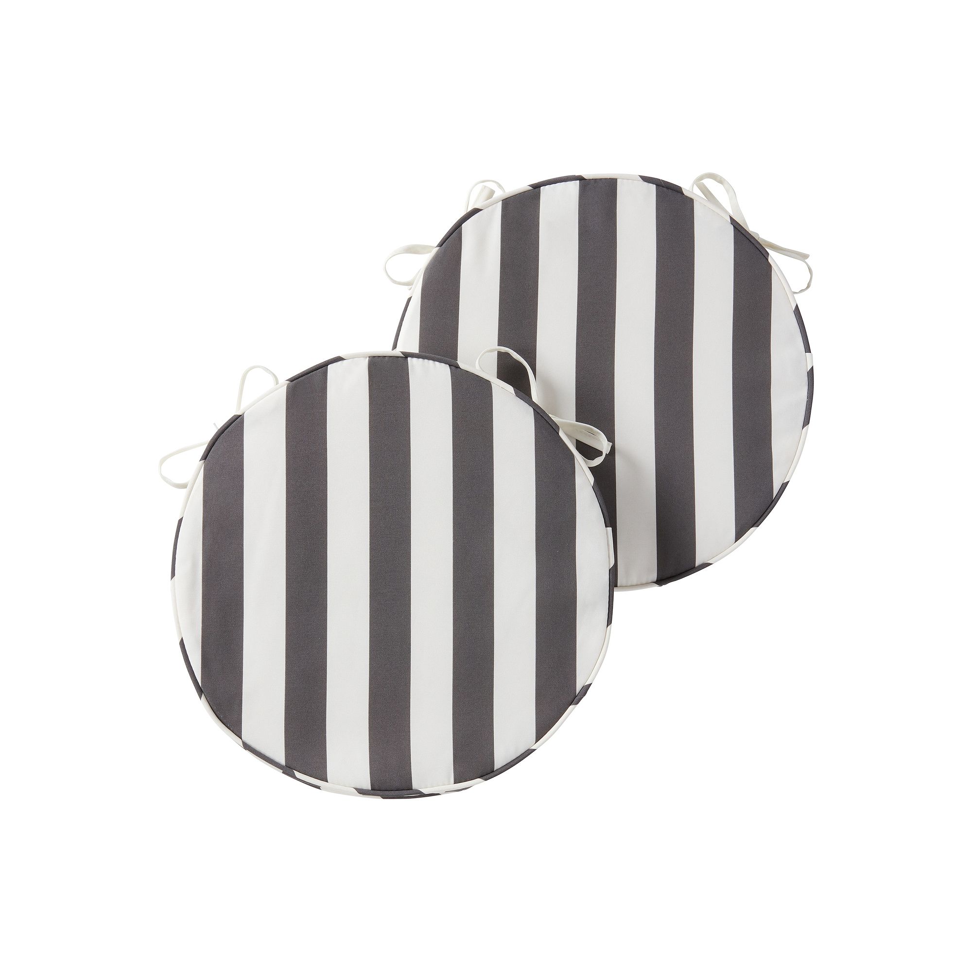 Greendale Home Fashions Outdoor Round Chair Pad 2-Pack, Canopy Stripe Gray