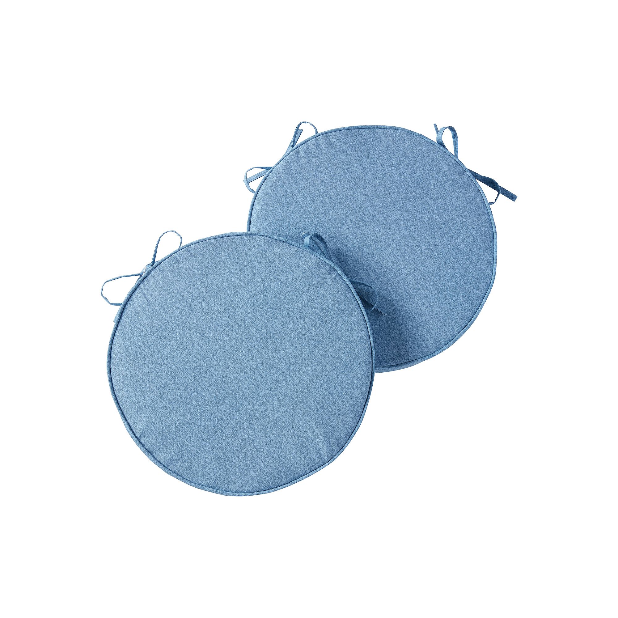 Greendale Home Fashions Outdoor Round Chair Pad 2-Pack, Blue