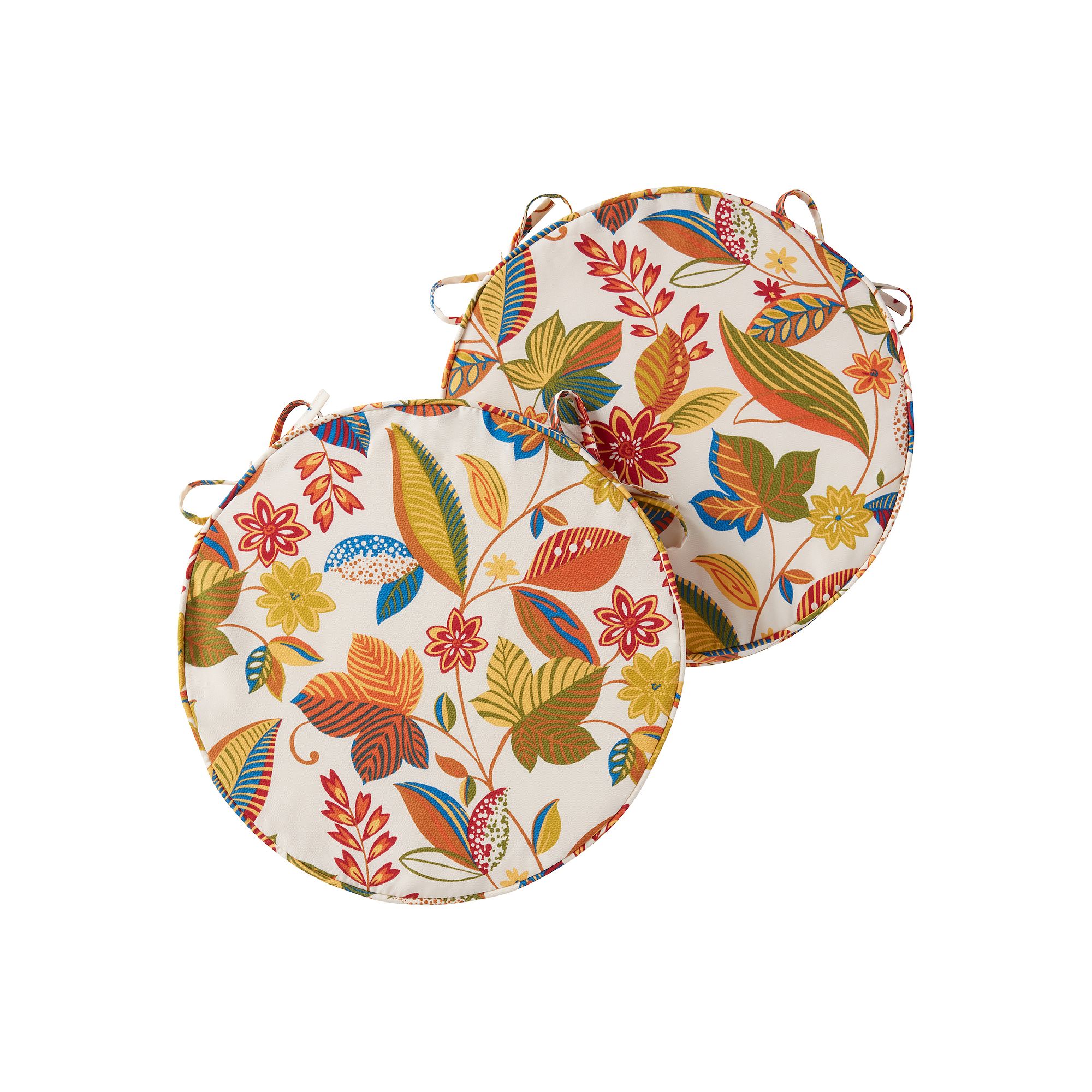 Greendale Home Fashions Outdoor Round Chair Pad 2-Pack, Esprit Floral