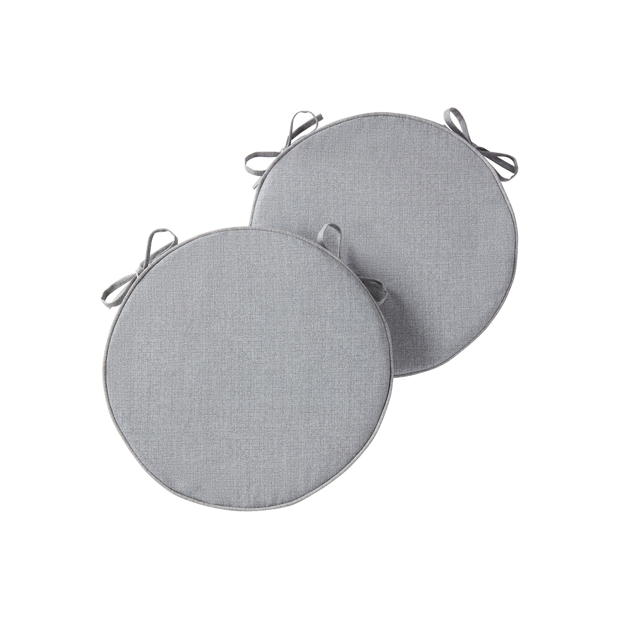 Greendale Home Fashions Outdoor Round Chair Pad 2-Pack, Grey Gray