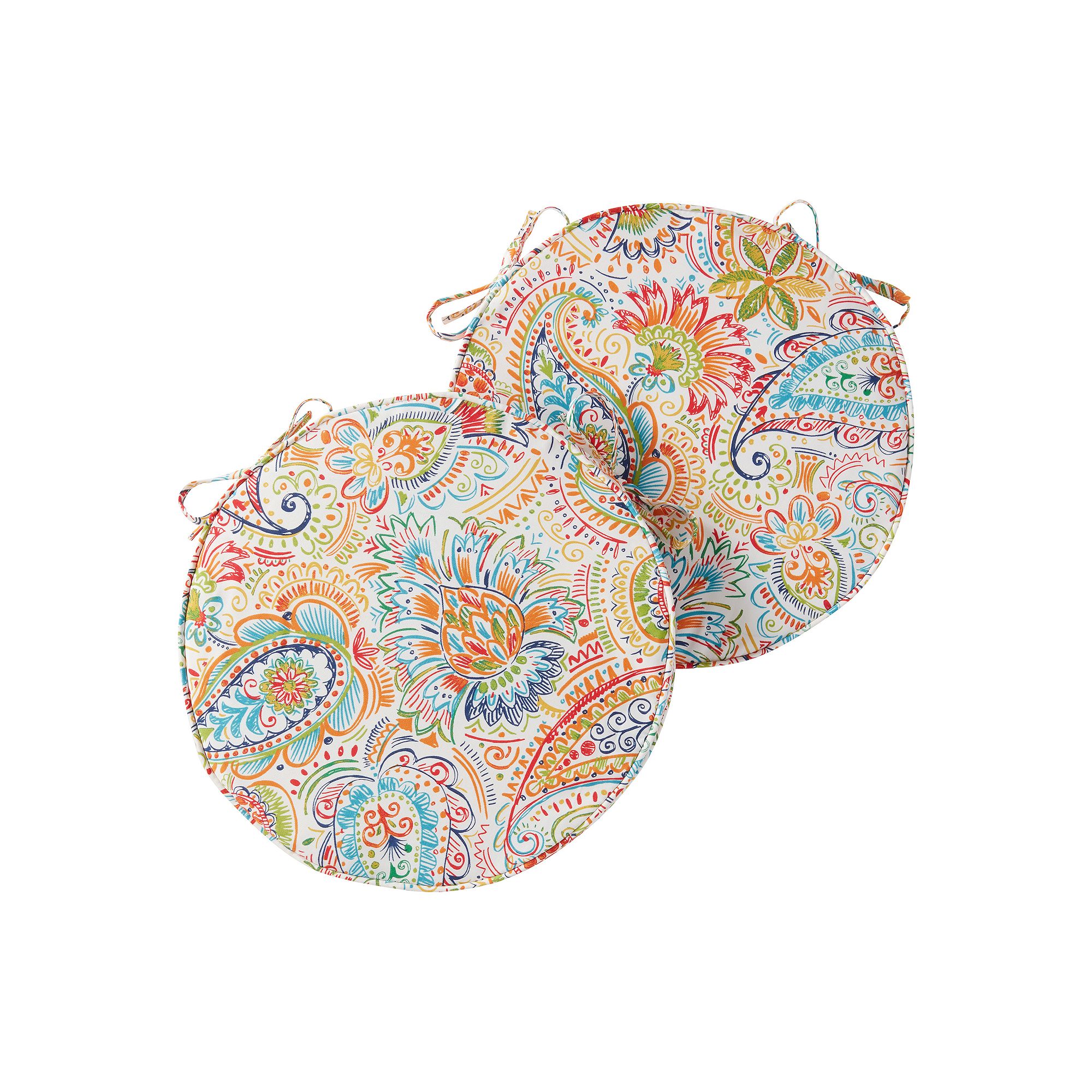Greendale Home Fashions Outdoor Round Chair Pad 2-Pack, Jamboree