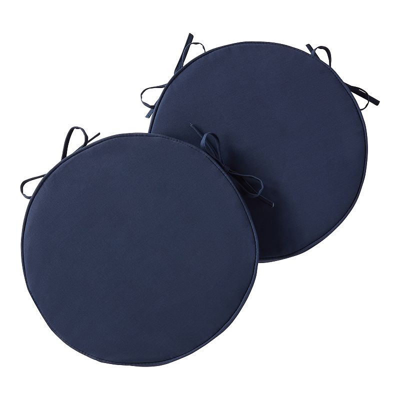 Greendale Home Fashions Outdoor Round Chair Pad 2-Pack, Blue
