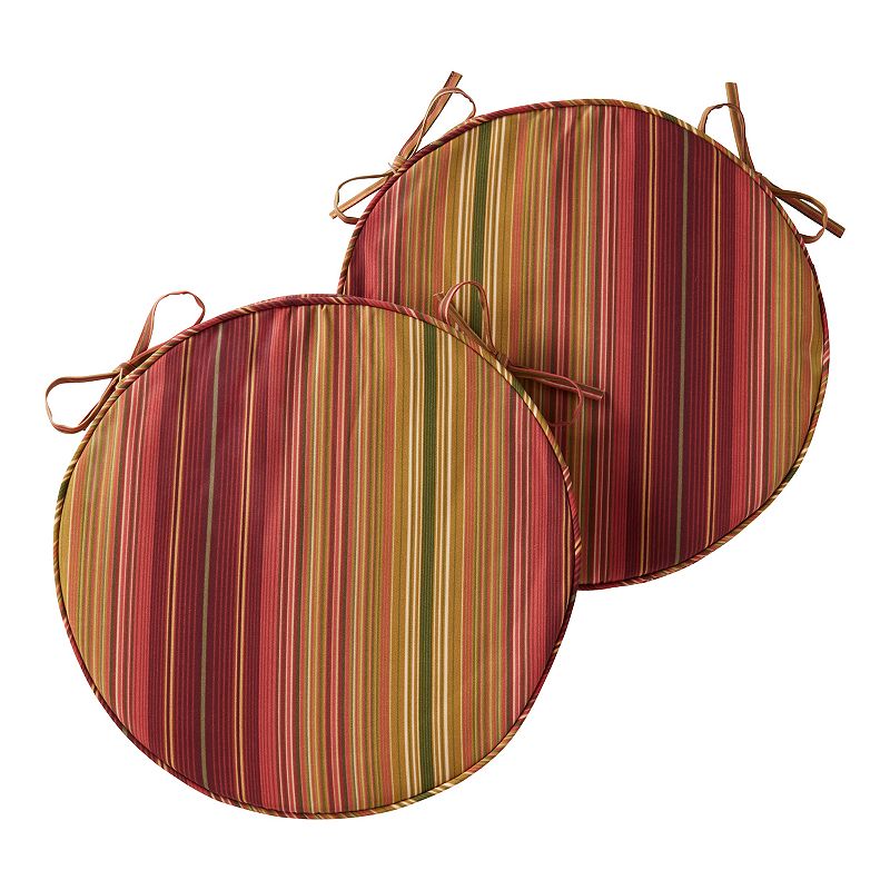 Greendale Home Fashions Outdoor Round Chair Pad 2-Pack, Red, 18X18