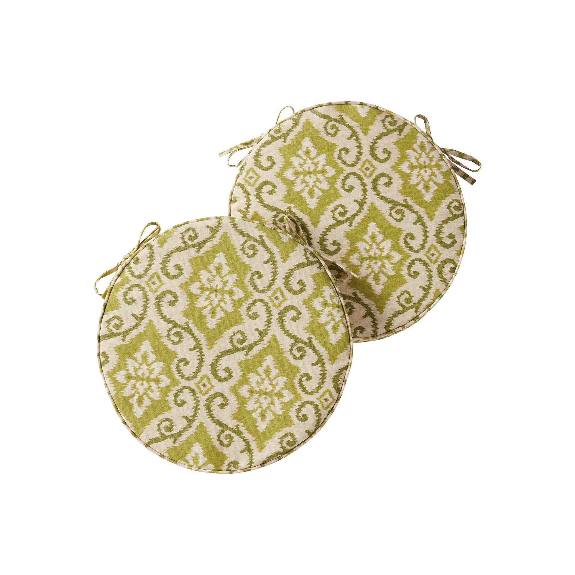 Greendale Home Fashions Outdoor Round Chair Pad 2-Pack, Shoreham Ikat