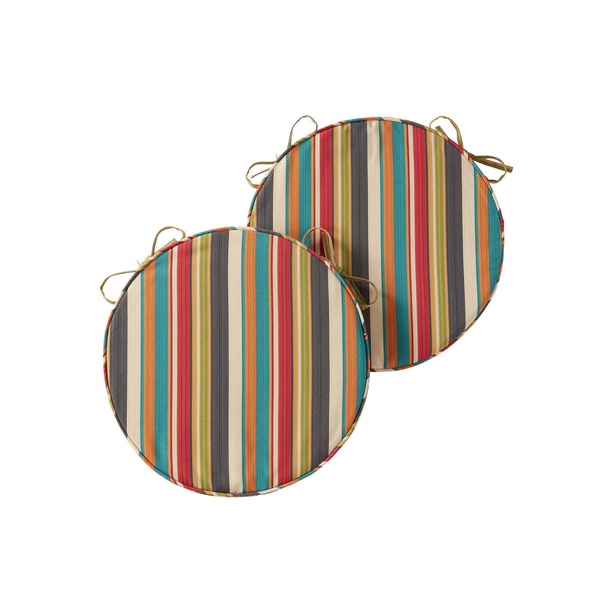 Greendale Home Fashions Outdoor Round Chair Pad 2-Pack, Sunset Stripe
